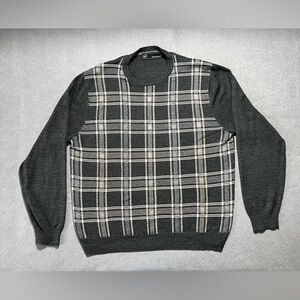 Weatherproof Vintage Men’s Gray Plaid Crewneck Sweater Size Large